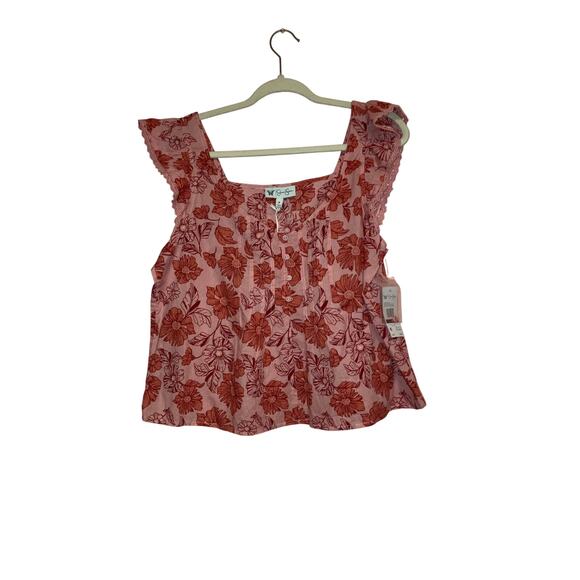 NWT Jessica Simpson Kera Floral Sleeveless Ruffle Top Size Medium - Picture 1 of 7